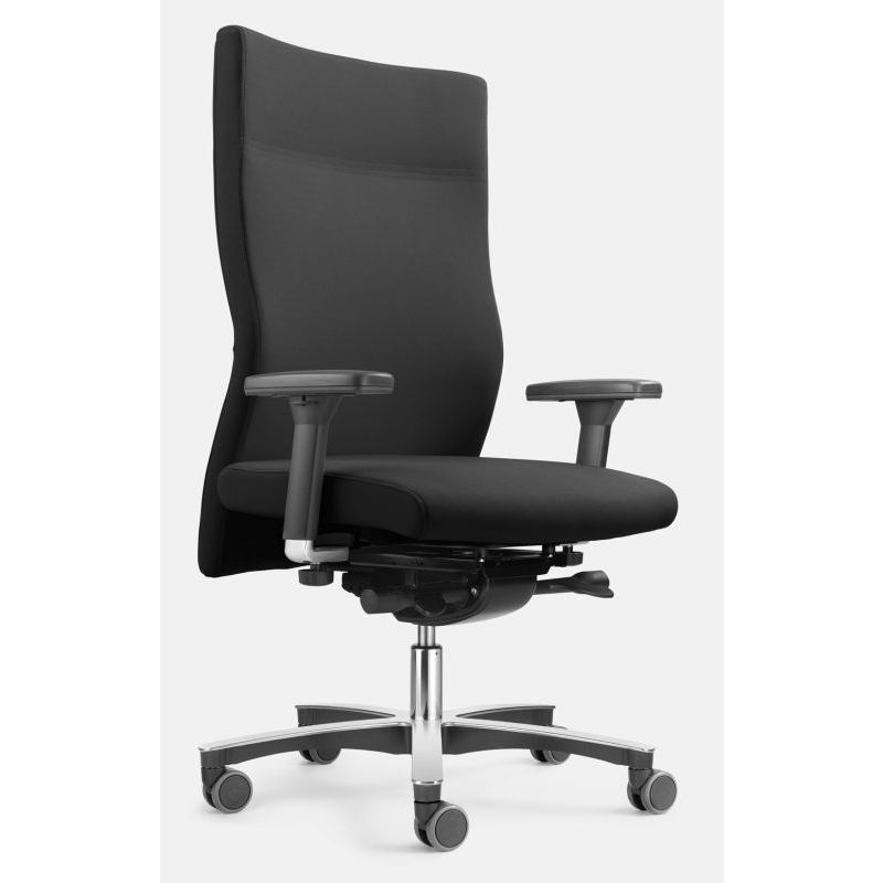 schwarzer Bürostuhl 150 kg mit breitem Sitz und Lehne